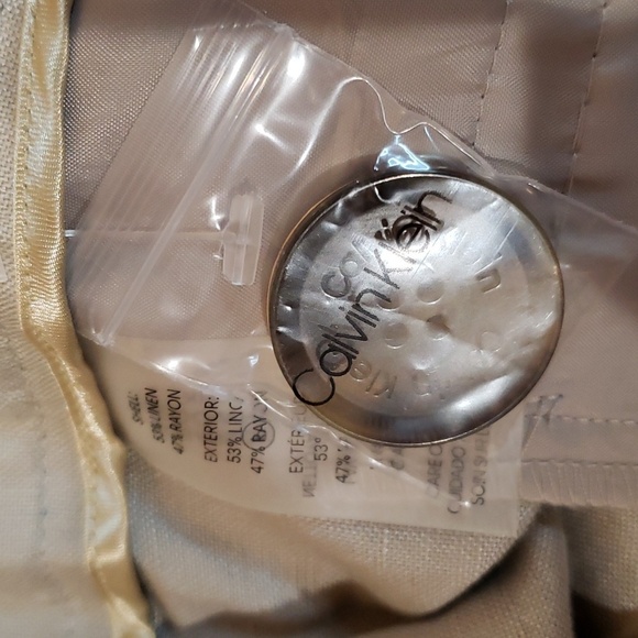 Calvin Klein NWT Khaki Beige Linen Blend Trouser Pants Size 14 - Picture 9 of 12